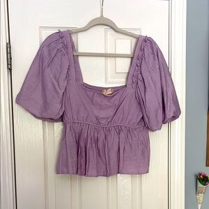 Altar'd State Lilac Puff Sleeve Blouse